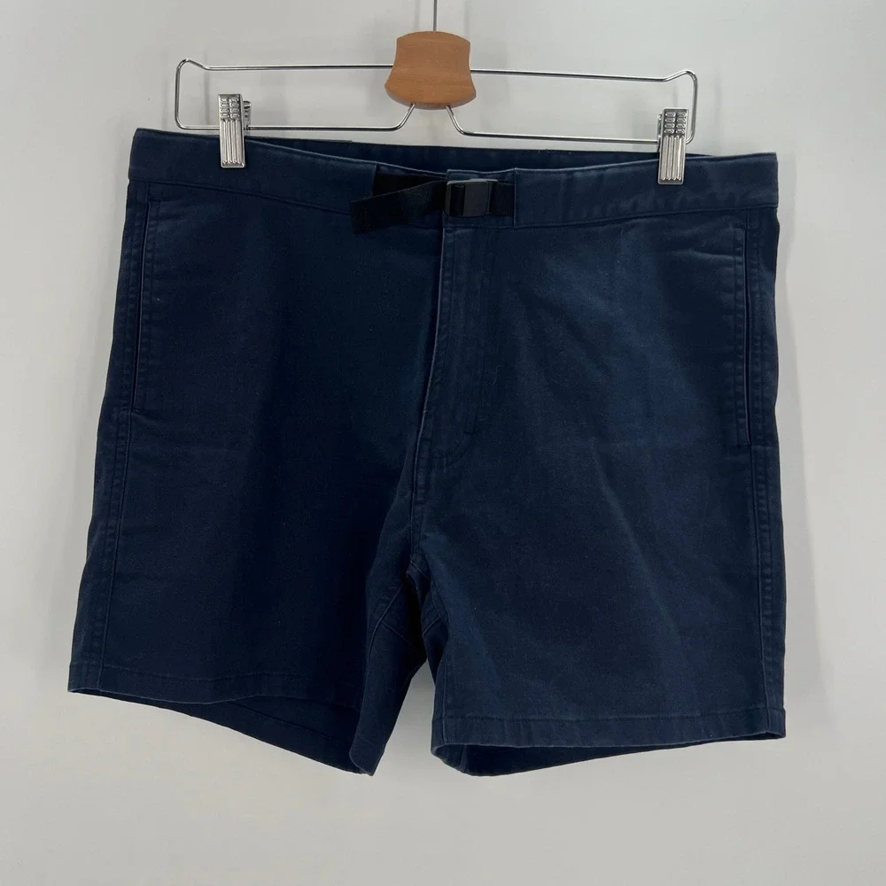 Bearded Goat Mens M Navy Blue Valley Belted Stretch Chino Hiking Shorts